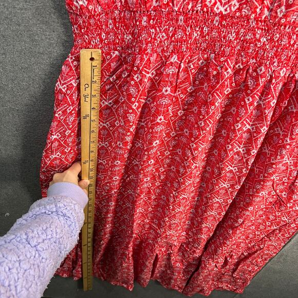 Destination 365 Regular Printed Short-Sleeve Midi Dress Red Abstract Size 1X - Picture 8 of 15